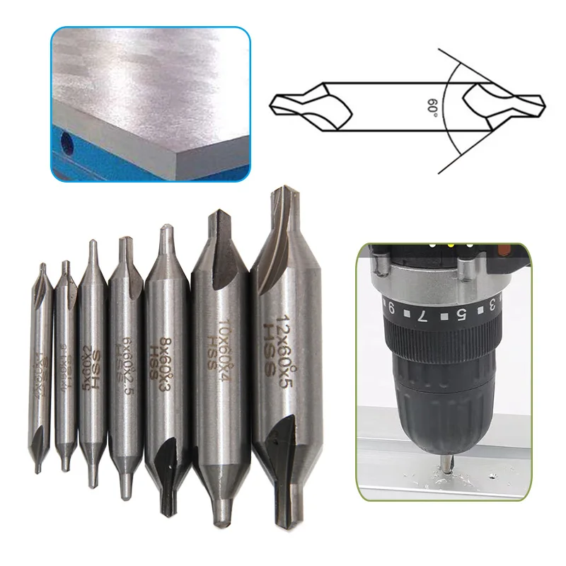 Conjunto de 7 brocas de centrar HSS · 1–5 mm (tipo A)